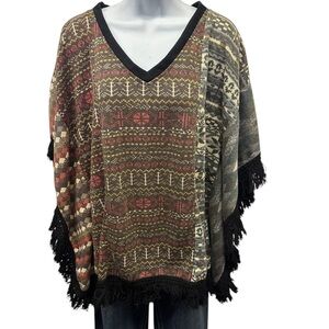 S/M. Sacred Threads Earthy Tones V-Neck Poncho. CLGR09.  245